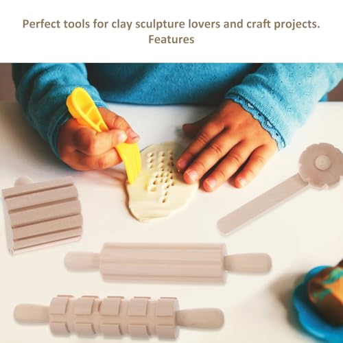 SEWACC 12pcs Wooden Clay Sculpting Tools Pottery Dough Rolling Modeling Tool Kit Plasticine Shaping Set for Kids DIY Craft Activities