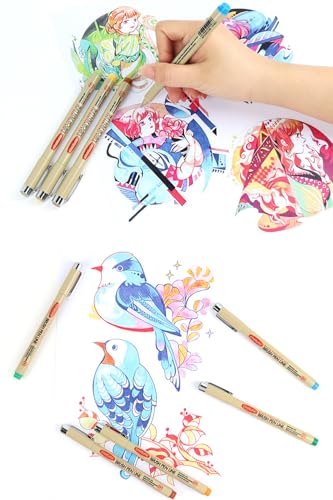 21-Pack Micro Pens Set - 14 Waterproof Archival Ink Colors in 0.45MM Felt Tip & 7 Blacks in 0.2-0.5MM Fineliner Ink Pens For Journaling, Illustrating,Artists,Sketching,Anime,Technical, Drawing Pens