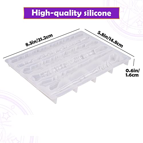 NiArt Fairy Wand Epoxy Resin Mold, Crystal Hairpin Silicone Mold DIY Kit | 6-Cavity Reusable Translucent Design, Smooth Release, for Bookmarks, Cosplay Props & Party Gifts, Heat Resistant - style: Magic Wands