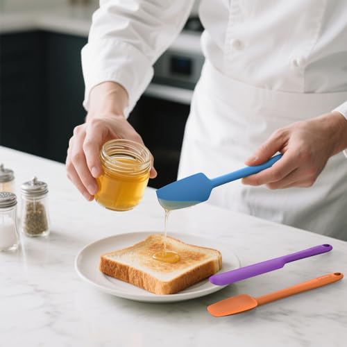 Coukre Silicone Spatula Set of 5,High Temperature Resistant, Food Grade Silicone, Dishwasher Safe, for Baking, Cooking (Pure Colorful B) - color: Pure Colorful B