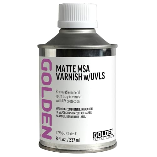 Matte MSA Varnish w/UVLS by GOLDEN, 8 fl. oz. Can, Professional Acrylic Varnish