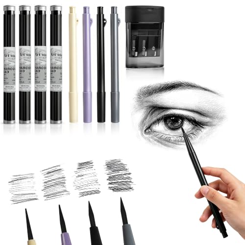 Sketch Mechanical Pencil Set - 7.2 inch 4 Hardness Grades Charcoal Leads