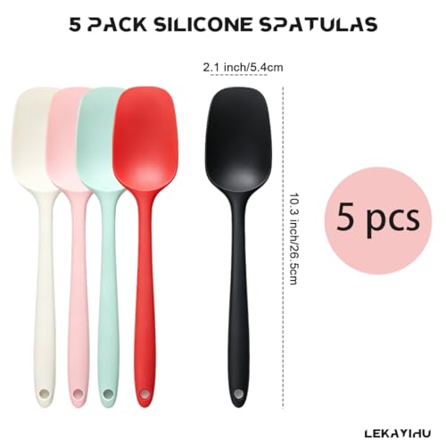 5 Pcs Silicone Spatula Set,10.6 Inch Heat Resistant Non-Stick Scraper - color: 5 colors