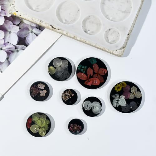 (Eight Sets) Silicone Resin Mold for Badge Reel Grips, Earrings, Studs, Keychains, Phone Grips, Magnets, Jewelry Casting