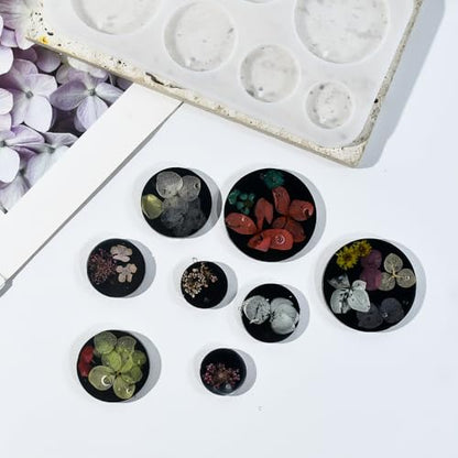 (Eight Sets) Silicone Resin Mold for Badge Reel Grips, Earrings, Studs, Keychains, Phone Grips, Magnets, Jewelry Casting
