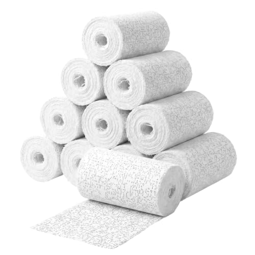 10 Pack Plaster Cloth Gauze Bandages Rolls, Plaster Strips Bulk for Art Craft Body Molds Mask Making Scenery Construction Sculptures Belly Casting, Plaster Cloth Rolls Each 5 Yards