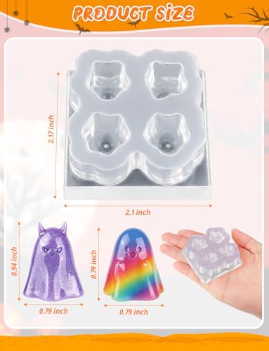 2 Pcs Mini Cute Ghost Figurines Silicone Mold | Micro Dollhouse Epoxy Casting Mold with Realistic Shapes for DIY Resin Art Fairy Garden Miniatures Landscape Crafts Decor(M) - color: 2 Pcs Ghost2 White