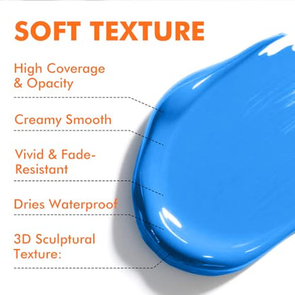 GOTEIDAL Blue Acrylic Paint, Sky Blue Paint (250ml / 8.45oz) Tubes | Art Craft Paints, Rich Pigments Non Toxic for Canvas Painting, Rock, Stone, Wood, Art Supplies - color: Sky Blue
