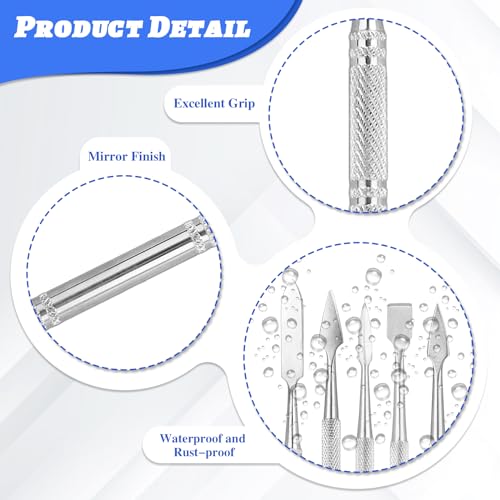 Clay Sculpting Tools, 5 PCS Stainless Steel Pottery Spatula Wax Carving Tools Set Double-Ended Polymer Clay Tools Kit for Modeling, Embossing, Sculpting and Shaping Miniatures