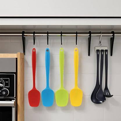 Silicone Spatula Set of 4, Large 10.5 inch Non-stick Rubber Spoon Spatulas, One Piece Design Flexible Silicone Spoon for Baking Cooking Mixing, Dishwasher Safe - color: Red,Blue,Green,Yellow (Large)