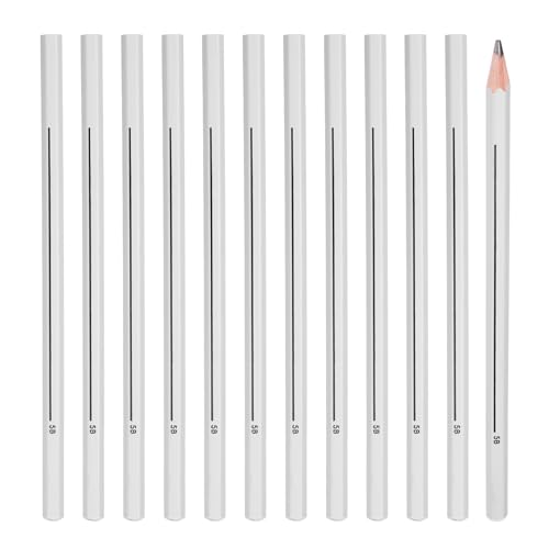 PATIKIL 5B Graphite Pencils for Drawing, 12Pcs Sketching Pencils Wood Supplies Set Break-Resistant Lead with Built-in Sharpening Area for Painting Sketching Artist Design - style: 5B