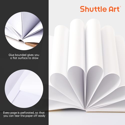 Shuttle Art Marker Pad, 8.3”x7.67” Portable Square Sketchbook, 50 Sheets Marker Drawing Paper, 98LB/160GSM Smooth Surface Bleedproof Art Paper, Glue-Bound, Great for Beginners to Draw, Paint & Sketch - size: 8.3x7.67 inch