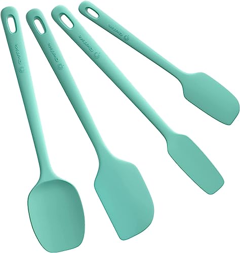 ChefAide 4 Pieces Silicone Spatula Set, Food Grade Rubber Spatula, Upgrade Strong Handle with Ergonomic Grip, Heat Resistant for Nonstick Cookware, Cooking - color: Sage, size: 4 pieces