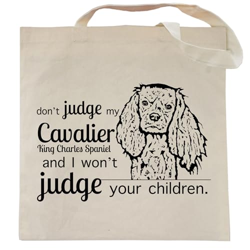 Pet Studio Art Don't Judge My Dog Tote Bag - color: Cavalier