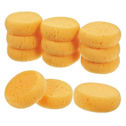 12 Pcs Pottery Sponges, 2.75 inch Yellow Round Sponges for Clay Art, Painting & Crafts, Tack Cleaning Sponges for Household & Leather Care - size: 12pcs