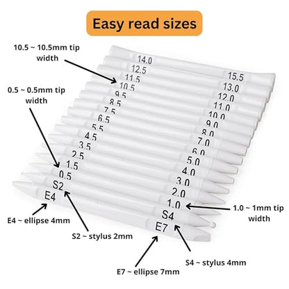 Happy Dotting Company Tools for Painting Mandalas - Patented 16pc Premium Double Ended - 28 Easy Read Sizes Plus Stylus & Ellipse Tools, Anti-Roll Grip for Rock Painting, Nail Art, Pottery and Canvas