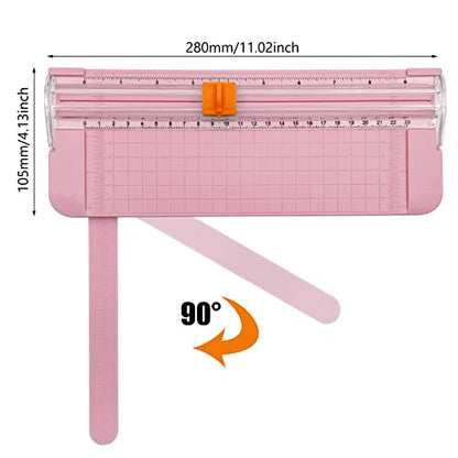 Paper Cutter, A4 Paper Trimmer with Security Safeguard & Side Ruler Portable Straight Edge Cutter for Scrapbooking Craft Paper, Photos, Label, Cardstock (Pink) - color: Pink