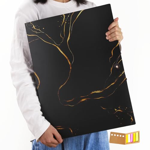 A3 Diamond Painting Storage Book,Marble Black 60 Pages Art Portfolios Case - color: Marble Black-60 Sleeves