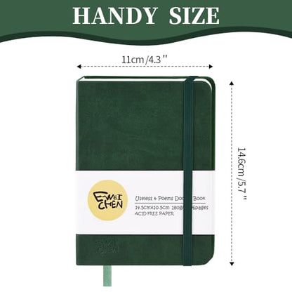5.7x4.1" Hardcover Mixed Media sketchbook,Pocket Junk Journal Supplies - color: PU Cover-5.7x4.1in-Dark Green