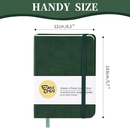 5.7x4.1" Hardcover Mixed Media sketchbook,Pocket Junk Journal Supplies - color: PU Cover-5.7x4.1in-Dark Green