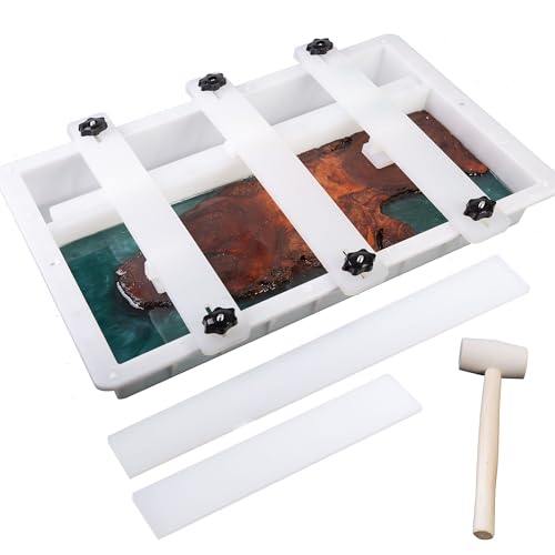 Kalinta Epoxy Mold with Divider Adjustable- 31.5x19.5x3in No-Seal Resin Mold Integrated Clamping System - Perfect for Beginners & Experienced Artists Alike - Ideal for Creative Resin Art Projects - size: 31.5"x19.5"x3"