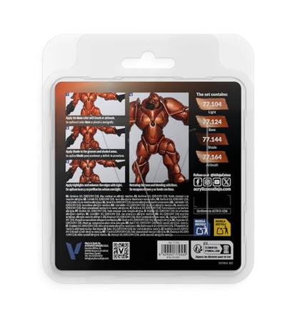 Vallejo - Ancient Copper Set, True Metallic Metal, 4 Bottles x 0.6 fl.oz. - color: Ancient Copper