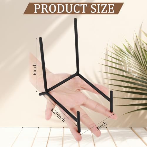 RattanView 2 Pcs Plate Holder Easel Display Stand - Metal Iron Picture Frame Holder Stand -Black Tabletop Easels for Display Pictures, Decorative Plate, Book, Plaques, Photo, Tabletop Art(6 Inches)