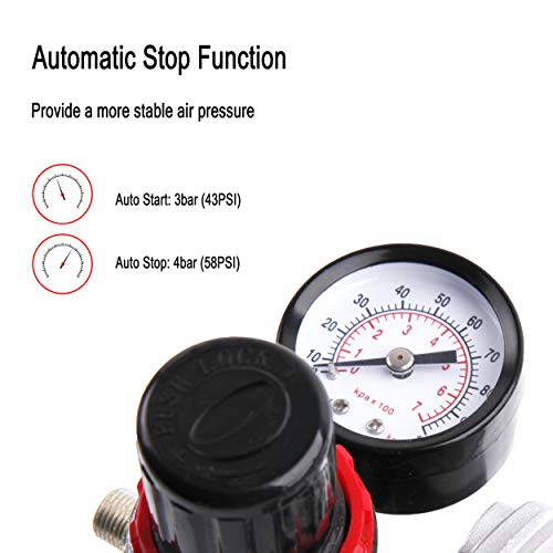 TIMBERTECH Airbrush Compressor AS18-2, Basic Mini Compressor, 4 Bar/Auto Stop for Hobby Paint Body Tattoo Cake Decoration Model Painting Automotive Graphic Make-up