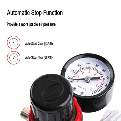 TIMBERTECH Airbrush Compressor AS18-2, Basic Mini Compressor, 4 Bar/Auto Stop for Hobby Paint Body Tattoo Cake Decoration Model Painting Automotive Graphic Make-up