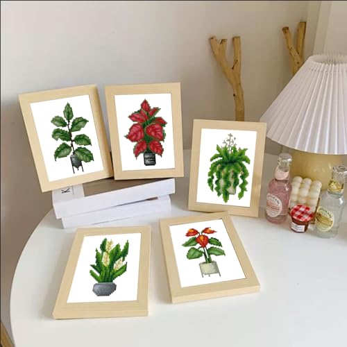 Aestalrcus Plants Small Diamond Art Kits for Adults, 16 Pcs, 6.7x8.3 Inch - color: Green Plants
