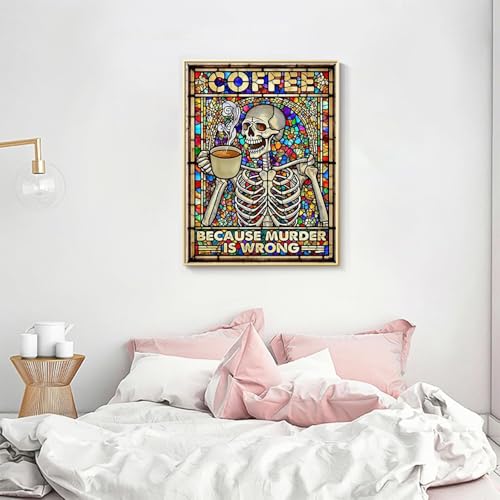 Skull Diamond Art Kits for Adults Funny Diamond Painting Kit for Beginner | Skeleton 5D DIY Gothic Diamond Dots Full Drill Crafts for Gem Art Dot Art for Adults Home Wall Decor for Teens 12x16 in - color: DP03544