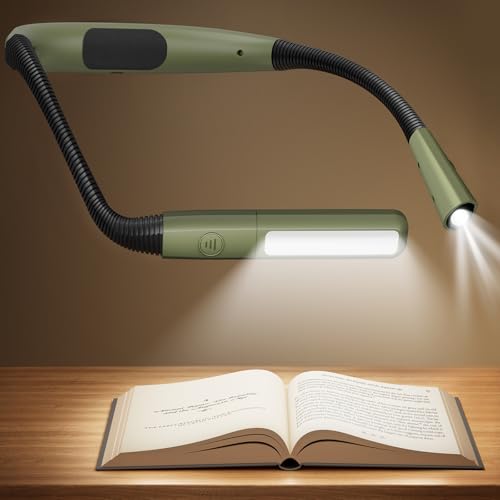Glocusent Bendable Neck Light, 100 Hours Reading Light for Book Lover Gifts - color: Green