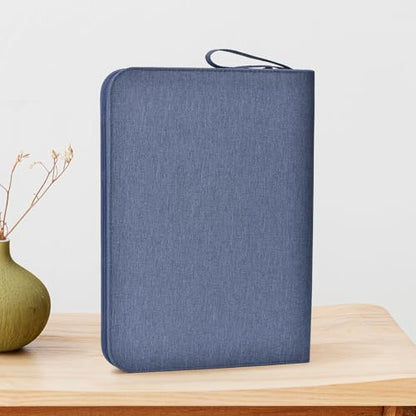 erofa 48 Slots Fountain Pen Case, Blue Water Resistant Canvas Pen Holder Display Pouch Storage Large Capacity Bag - color: Blue-Canvas
