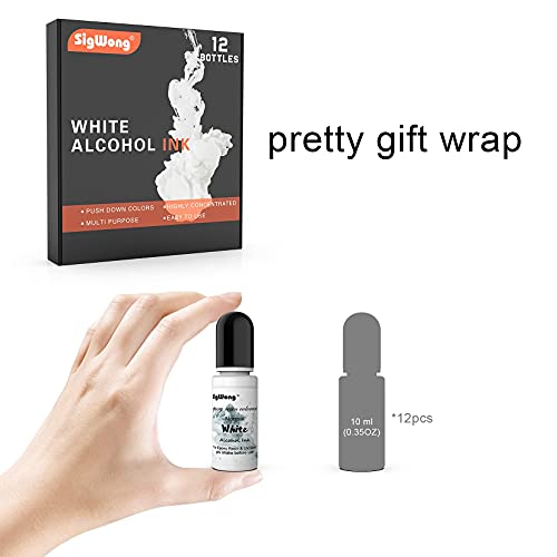 White Alcohol Ink Set - 12 Bottles White Colors Alcohol-Based Ink, Alcohol Paint Dye for Epoxy Resin Painting, Resin Petri Dish, Yupo Creations, Coaster, Painting, Tumbler - 120ml/4fl.oz