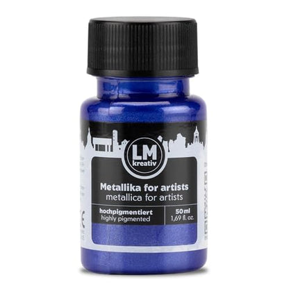 Metallic Acrylic Paint 1.69 fl oz - Deep Blue - Premium Metallic Paint for Artists and Crafters. High Coverage, Lightfast & Durable. Ideal for Canvas, Wood, Ceramic & More - color: Deep Blue