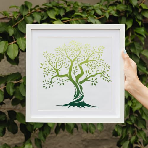 Tree of Life Stencil, Reusable Painting Template, DIY Home Decor | 11.8" x 11.8" Plastic Craft Stencil, Tree Wall Stencil, DIY Home Decor Template for Wood Wall Floor Fabric Glass Furniture - style: Tree of Life A