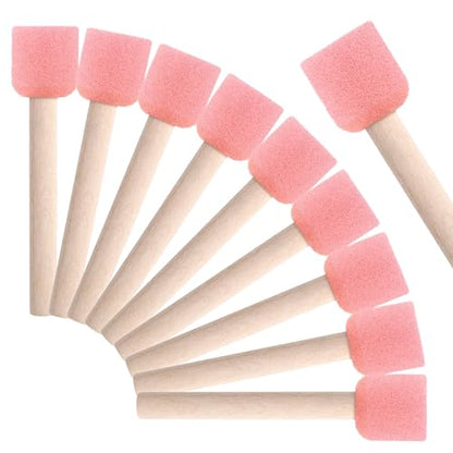 10Pcs Pink Round Sponge Paint Brushes, High-Density Foam Daubers with Wood Handles for Even Application, Washable Art Tools for Acrylics, Stencils, Varnishes and DIY Craft Projects, 0.78in