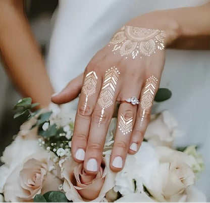 Temporary Tattoo Stencils, 10 Sheets Henna Tattoo Templates for Women Girls - color: Dark Black