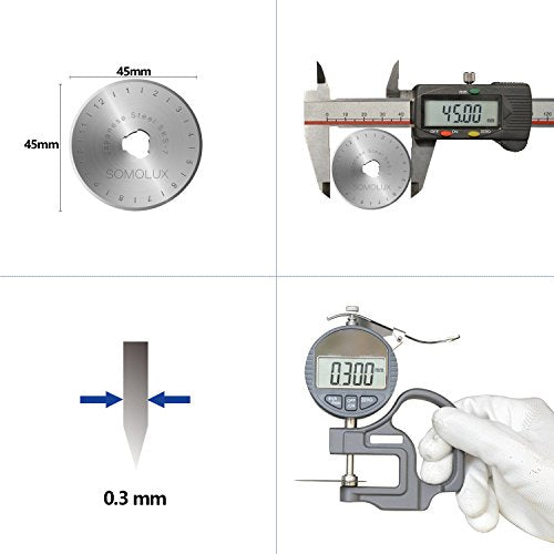 45mm Rotary Cutter Blades 6 Pack by SOMOLUX,Fits OLFA,Fiskars,DAFA,Dremel,Truecut Replacement, Quilting Scrapbooking Sewing Arts Crafts,Sharp and Durable - color: 6pcs 45mm for Olfa
