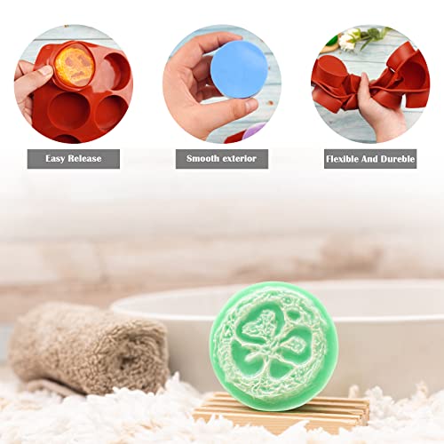 Sakolla 2 Pack Round Silicone Soap Molds, 12 Cavity 2.1" Cylinder Silicone Molds for Soap Making, DIY Bath Bombs, Shower Steamer, Lotion Bars, Loofah Soap (Brick-Red) - color: Round/Brick-Red