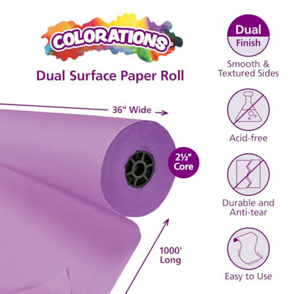 Colorations Dual Surface Paper Roll, Purple, 36" x 1000' - color: Purple