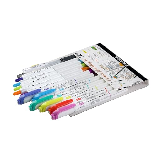 Zebra Pen Notetaking Set, MILDLINER, CLiCKART & SARASA, Assorted, 12-Pack | Includes 6 MILDLINER Highlighters, 5 CLiCKART Felt Tip Pens & 1 SARASA MarkOn Pen, Ideal for Bible Study & Note-Taking (12012 - style: Journaling and Planning Set