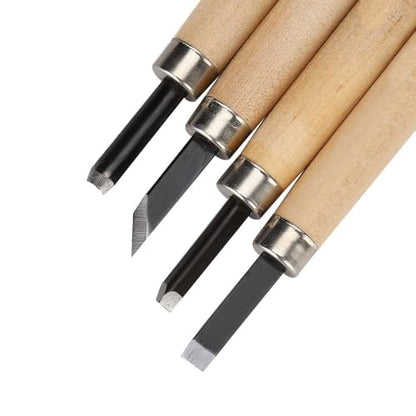 4-Piece Wood Carving Knife Set for Rubber Stamps, #1 | Steel Blades, Smooth Wooden Handles, Model 1 Sizes, 1.5 Mm Flat Round Corner, 2 Mm Oblique, Craft Projects - size: #3