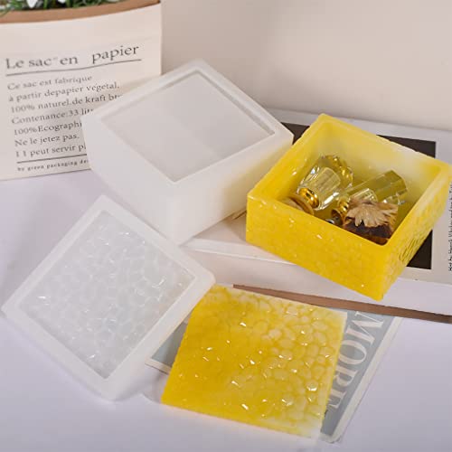 Square Storage Box Resin Casting Molds with Lid Water Ripple Stackable Box Silicone Molds Jewelry Case Epoxy Mold DIY Trinkets Organizer Candy Container