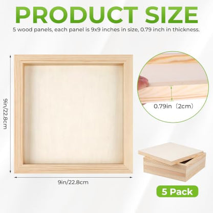 FSWCCK 5 Pack 9 x 9 inch Wood Panel Boards, Unfinished Wood Canvas Panels for Crafts, Painting Canvas, DIY Art Projects, Pouring, Arts Use with Oils, Acrylics - size: 9"X 9" 5 Pack