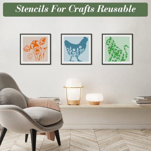 Animal Flower Stencils for Crafts Reusable 15Pcs Stencils(5.9X5.9 Inch) - color: Animal 9