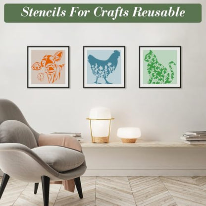 Animal Flower Stencils for Crafts Reusable 15Pcs Stencils(5.9X5.9 Inch) - color: Animal 9