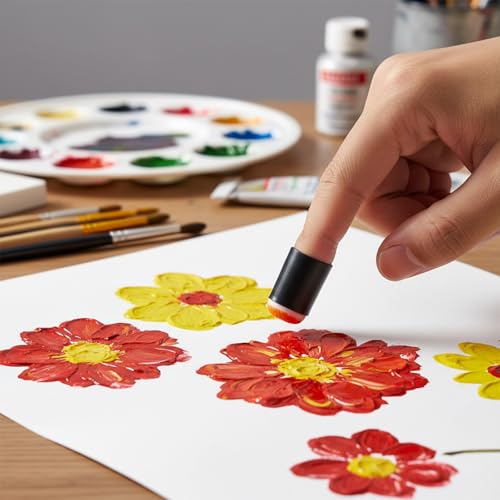 JJUNW 30 Pcs Finger Sponge Daubers Set, Face Paint Sponges Drawing Project Finger Painting Sponge, Paint Sponges for Card Making, Painting, Stamping, Ink