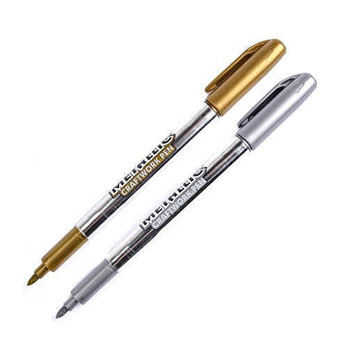 MyLifeUNIT Metallic Marker Pens, 6-Pack Metallic Gold Silver Permanent Markers, Fine Point (3 Gold 3 Silver)