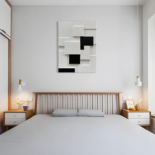 Art 40x28 inches Modern Minimalist Black and White Abstract Art Oil Painting Hand Painted Canvas Wall Art Deco Painting - color: Yi106